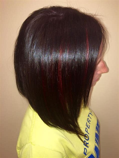 See more ideas about violet hair, hair, purple hair. dark violet brown with ruby red peekaboo highlights on a ...