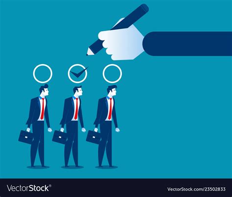 Effective employee selection and its importance. Business manager hand selection man appropriate Vector Image