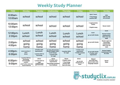 9 Study Plan Template For Students Template Monster