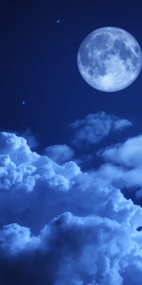 1080x2160 Moon Night Sky Clouds 5k One Plus 5thonor 7xhonor View 10