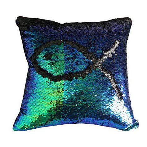 Livedeal Reversible Sequins Mermaid Pillow Cases 4040cm Sequin Throw