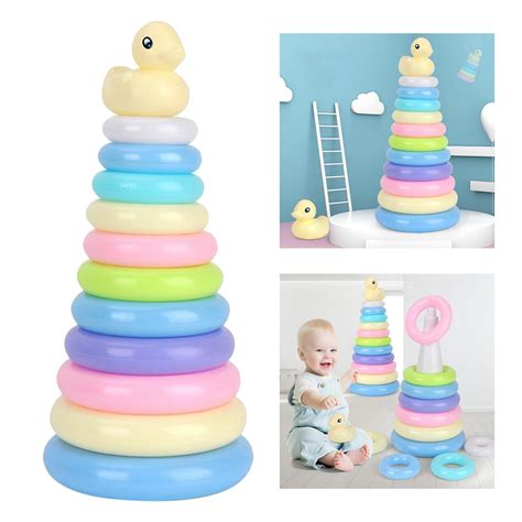 Montessori Kids Baby Toy Stacking Rings Tower Educational Toys Fun Toy