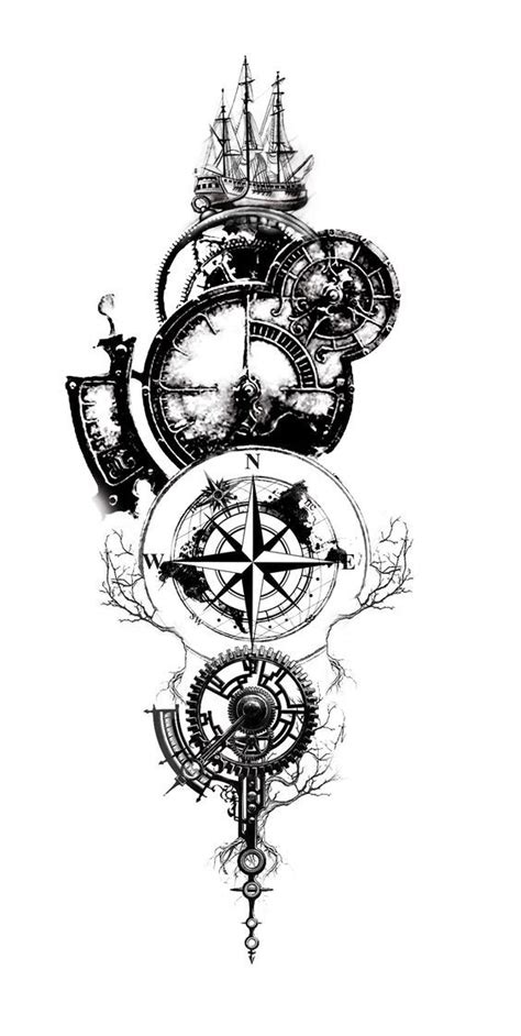 Steampunk Compass Tattoo Designs Vintage Compass Tattoo Compass Tattoo