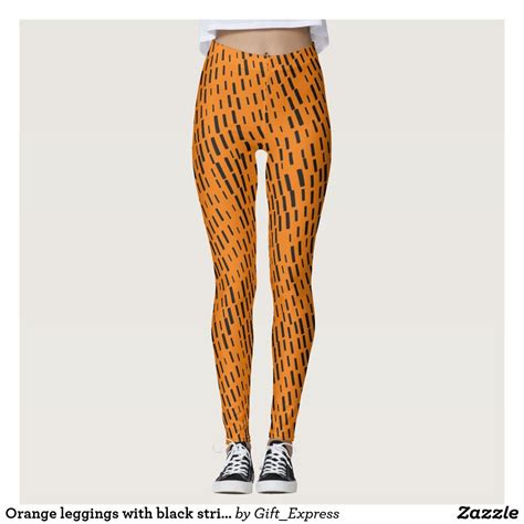 Orange Leggings With Black Stripes Orange Leggings Stylish Outfits
