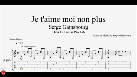 Easy Version Je Taime Moi Non Plus Guitar Tutorial Tab Youtube