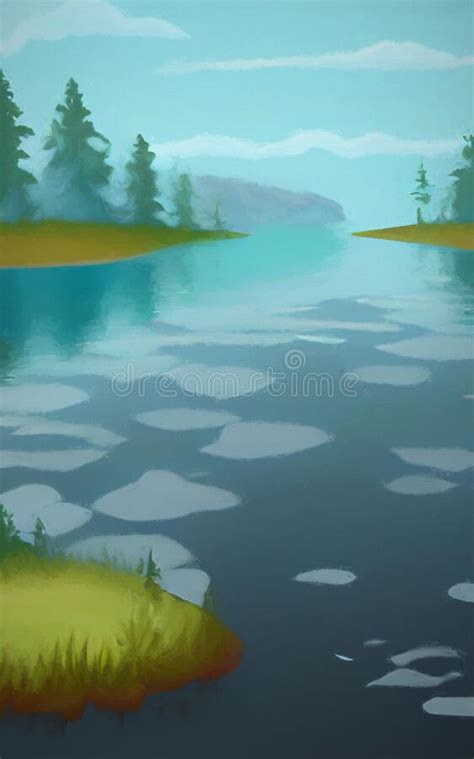 Quiet Lake Abstract Digital Art Stock Illustration Illustration Of
