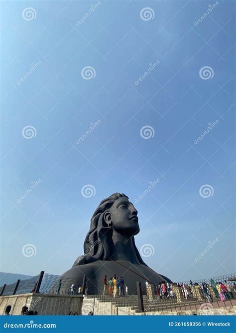 Coimbatore India March Adiyogi Shiva Statue People Are