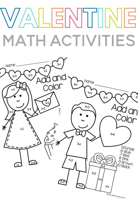 Valentine Add And Color Addition Valentine Math Activities Math