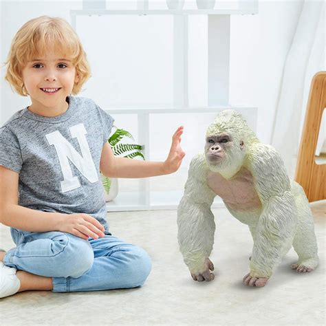 Recur Large Albino Gorilla Toys King Kong White Realistic Hand Painted