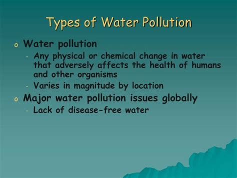 Ppt Types Of Water Pollution Powerpoint Presentation Id5655444