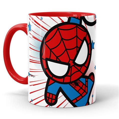 spiderman comic kawaii coffee mug