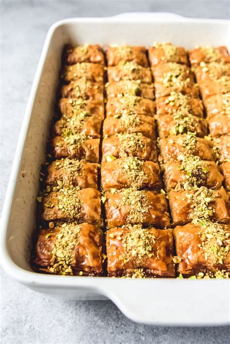 An Image Of A Pan Full Of Authentic Turkish Baklava Made With