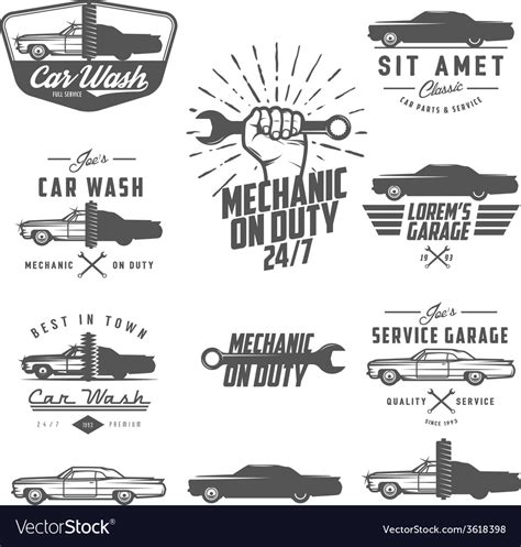 Set Of Car Service Labels Emblems And Logos Vector Image