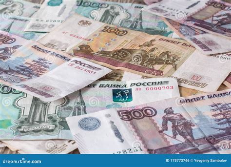 Paper Banknotes Russian Rubles Rubles Is The National Currency Of Russia Bank Of Russia The