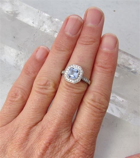 Bezel Set Diamond Halo Engagement Ring By Pristinejewelry On Etsy