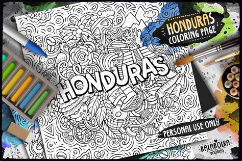 Honduras Digital Coloring Page Honduran Culture Travel Adult Coloring