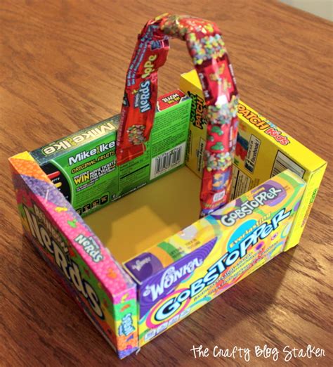 Take your easter baskets along with you, or measure them before hand. DIY Candy Easter Basket - The Crafty Blog Stalker