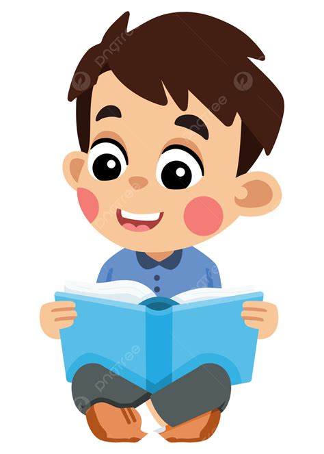 Menino Estudando E Lendo Livro Anak Belajar Dan Membaca Buku Png