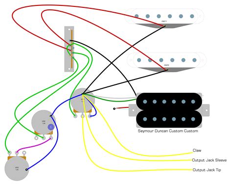 The diagrams below represent some of the simplest options available for some of the most common models. Seymour Duncan Custom Custom Wiring Diagram - Humbucker Soup