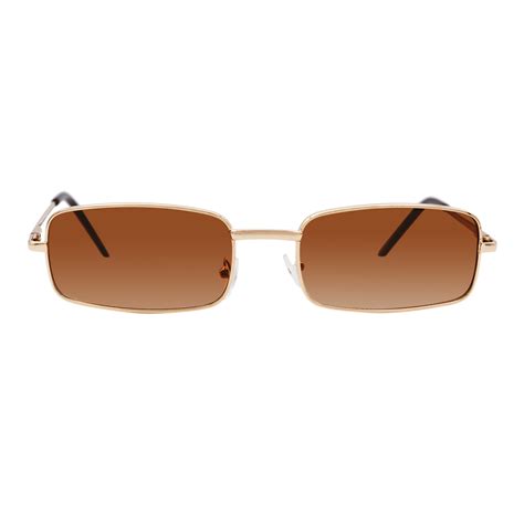 Classic Small Metal Rectangle Sunglasses Neutral Colored Flat Lens 54mm Shop Calishades Men