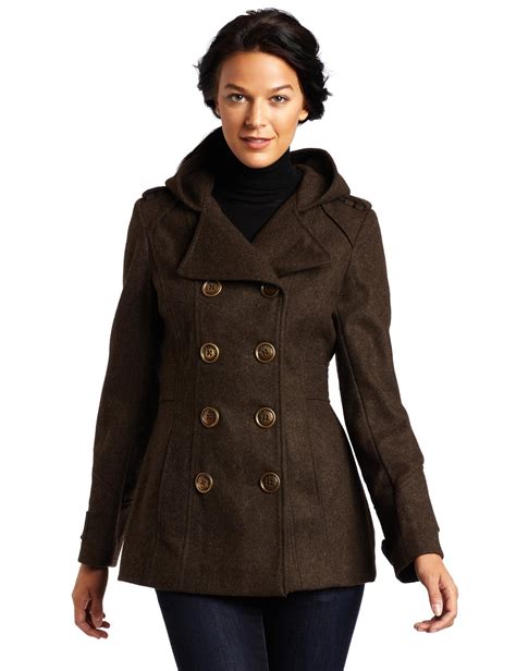 Lime Green Pea Coats Miss Sixty Womens Double Breasted Hooded Peacoat