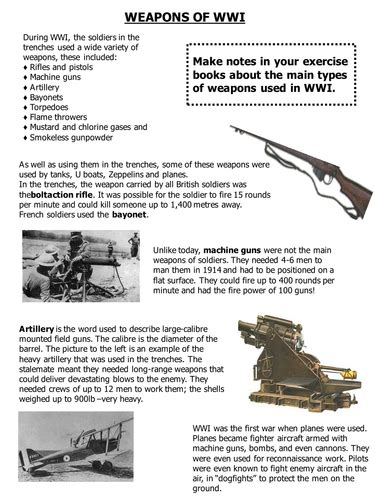 Weapons Of Wwi Teaching Resources