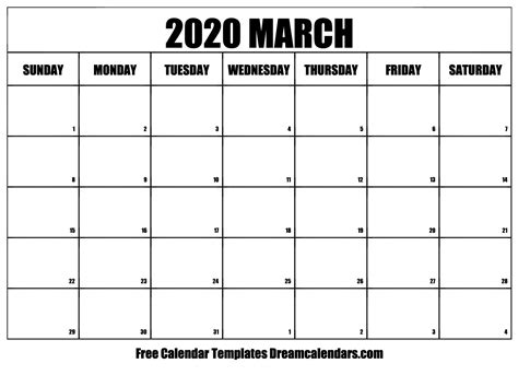 Free 2020 calendars that you can download, customize, and print. Printable March 2020 Calendar