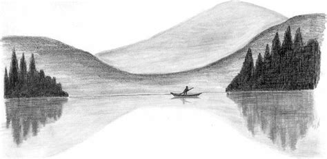 Eine ganze und eine halbierte feige malen. ruhiger See | Landschaft zeichnen, Bleistiftzeichnung ...