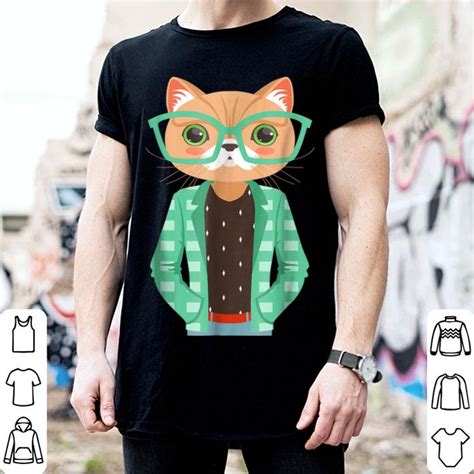 Funny Hipster Cat With Glasses Animals For Hipsters Shirt Hoodie