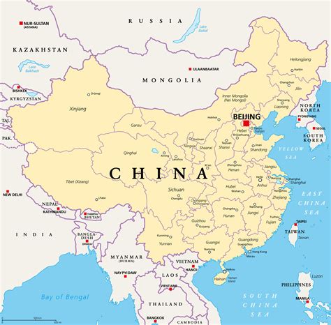 China Political Map China Political Map With Capital Beijing National