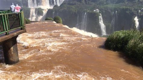 A Walkway Of Iguazu Falls From The Brazilian Side Stock Photo Image