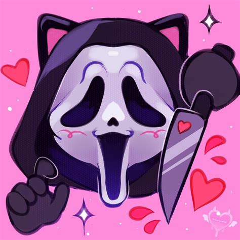 a cartoon panda bear holding a knife with its mouth wide open and tongue out surrounded by hearts