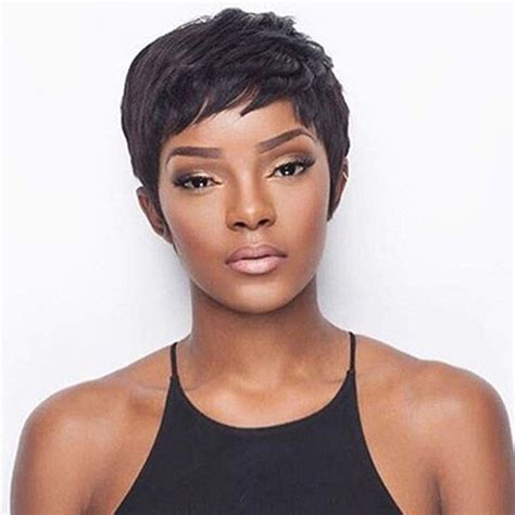 Hotkis Pixie Wigs For Black Women Synthetic Short Black Wigs African Americans