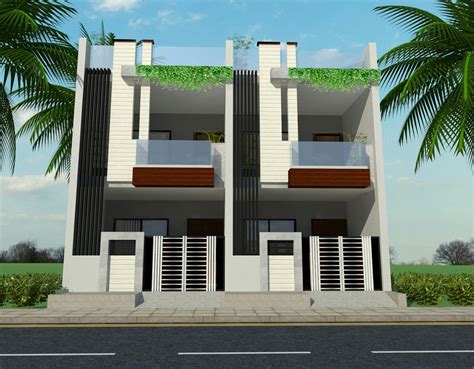 Row House Ground First Floor Elevation Modern House Elevation In