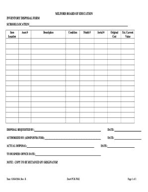 Inventory Disposal Form Fill Online Printable Fillable Blank