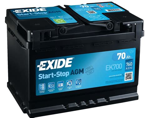 Exide Ek700 12v 70ah 760a Agm Stop Start Car Battery 096