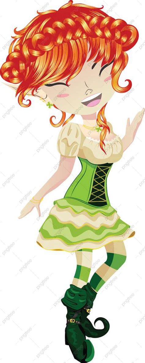 Cute Leprechaun Girl Bloomers Vector Isolated Chibi Female Png And