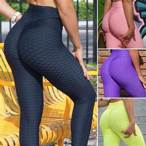 Womens Anti Cellulite Yoga Pants Push Up Leggings Buttcrack Sports Plus