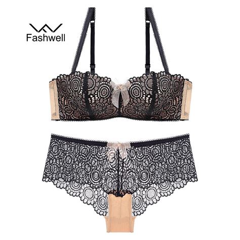Fashwell Sexy Floral Embroidery Bra Set Push Up Wireless Cup Underwear