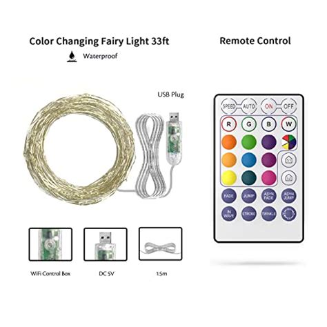 smart wifi rgb fairy string light 32 8ft 100led indoor outdoor waterproof usb charge color