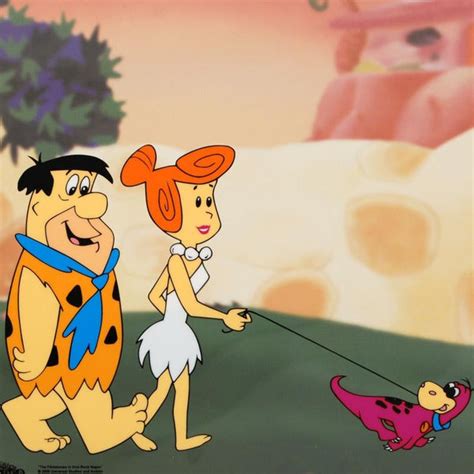 The Flintstones Walking Dino Hanna Barbera Sericel Full Background
