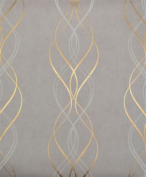 Antonina Vella Modern Metals Aurora Wallpaper Grey And Gold Grey And