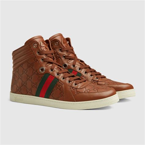 Gucci Men Guccissima Leather High Top Sneaker 221825a9l902571