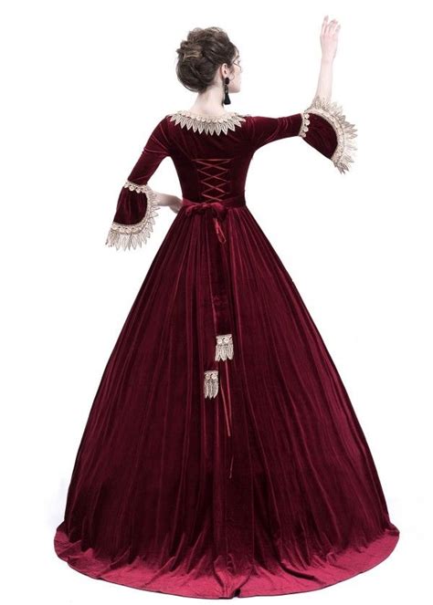 Red Velvet Ball Gown Victorian Gown D3008 D Roseblooming Victorian