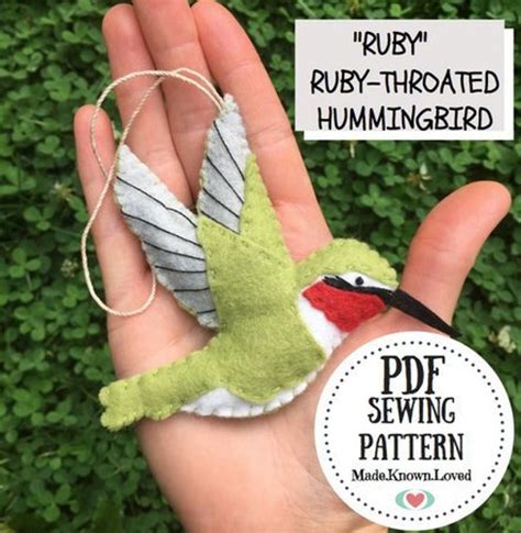 Hummingbird Sewing Pattern Pdf Felt Hummingbird Diy Etsy