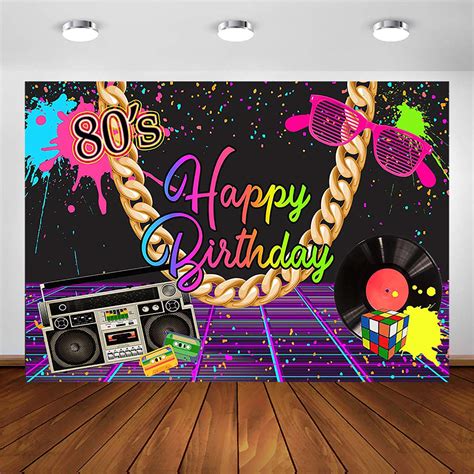 Buy Comophoto 80s Theme Birthday Party Backdrop 7x5ft Neon Graffiti 80