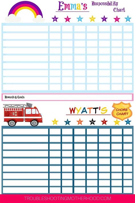 Free Chore Charts To Organize Your Kids Daily And Weekly Chores