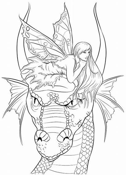 Coloring Pages Fairy Fantasy Ups Grown Dragon