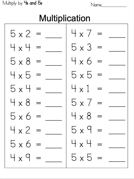 1 Digit Multiplication Worksheets Printable