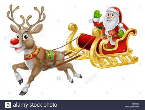 Images Of Reindeer Sleigh Santa Claus Riding His Sleigh Drawing